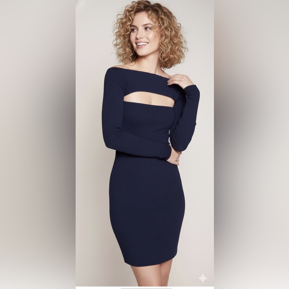 Alexander Wang Bodycon Dress Cutout Mini Blue Size L Party Girls Night Out Y2K - Picture 1 of 9